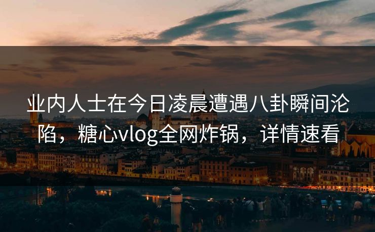 业内人士在今日凌晨遭遇八卦瞬间沦陷，糖心vlog全网炸锅，详情速看