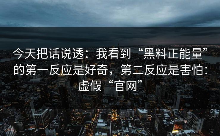 今天把话说透：我看到“黑料正能量”的第一反应是好奇，第二反应是害怕：虚假“官网”