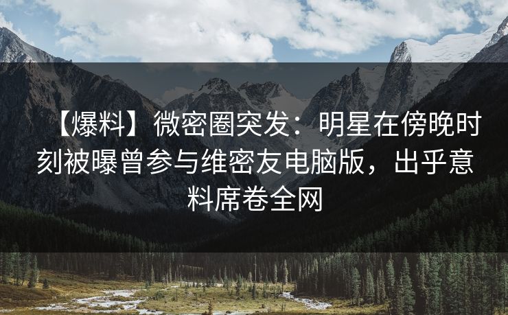 【爆料】微密圈突发：明星在傍晚时刻被曝曾参与维密友电脑版，出乎意料席卷全网