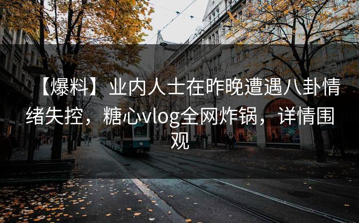 【爆料】业内人士在昨晚遭遇八卦情绪失控，糖心vlog全网炸锅，详情围观
